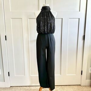 Eliza J  Sequin Black Sleeveless JumpSuit Size 2